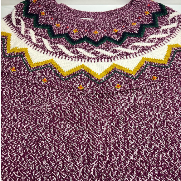 Old Navy Fair Isle Purple Long Sleeve Knitted Sweater Yellow White Green Top XL - Picture 3 of 7
